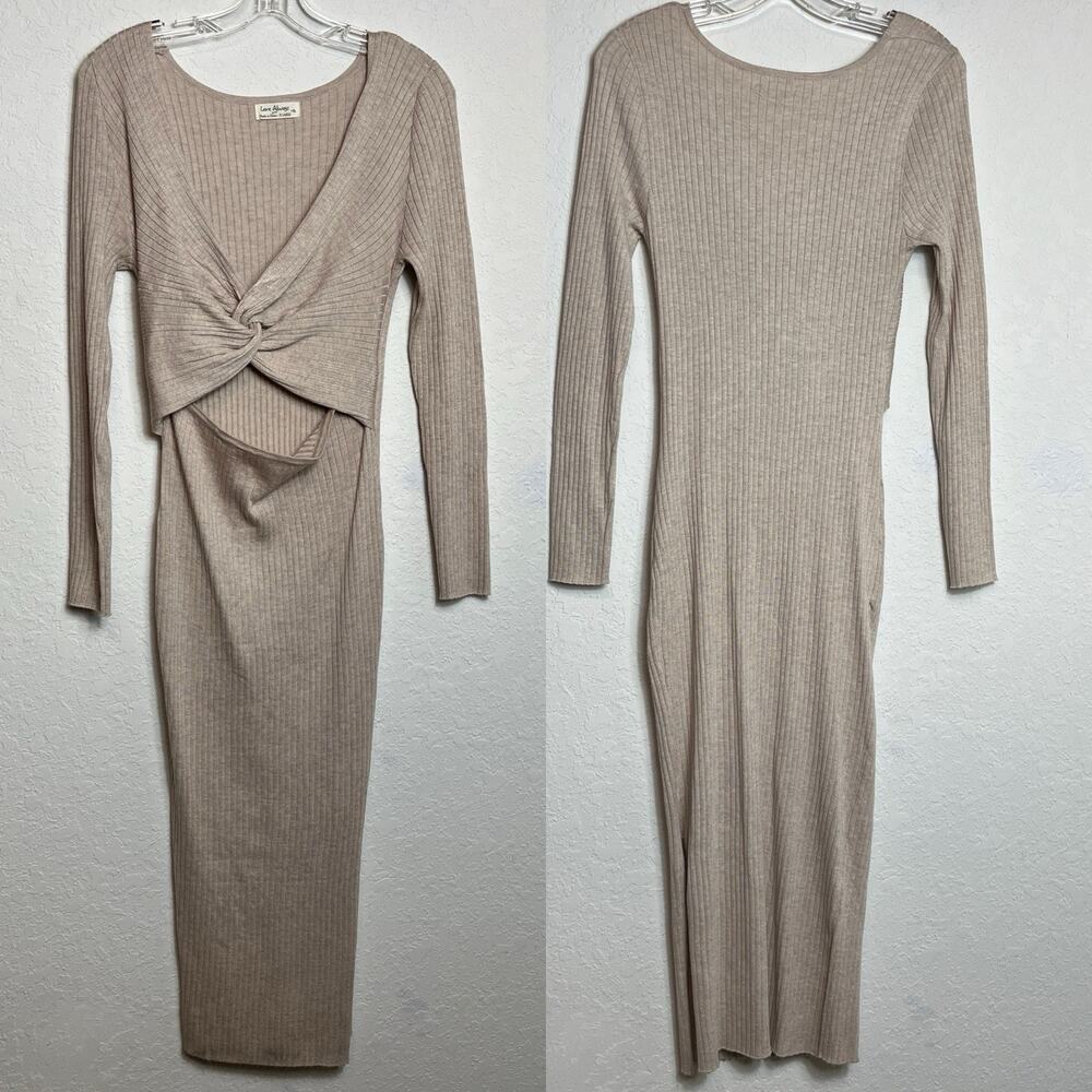 Love Always By FCT Bodycon Dress cut out front slit on side Size XL, ribbed knit